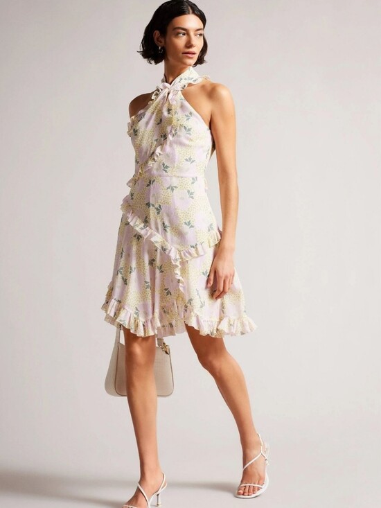 Ted Baker Dresses & Skirts - Ted Baker Women's Twist Neck Frill Detail Mini Dress Size Small